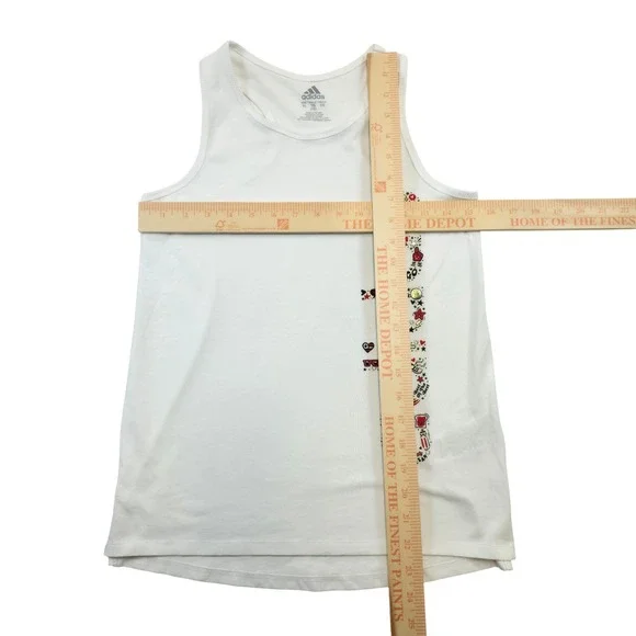 Adidas Kids Girls White Graphic Tank Top Size XL 16 - Picture 7 of 7